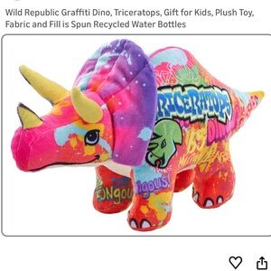 🦕 Wild Republic Graffiti Dino Triceratops Plush | Eco-Friendly Recycled |